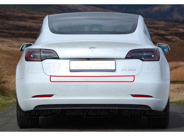 Bakfangerbeskytter. Folie. PPF Tesla Model 3 2018-2023 