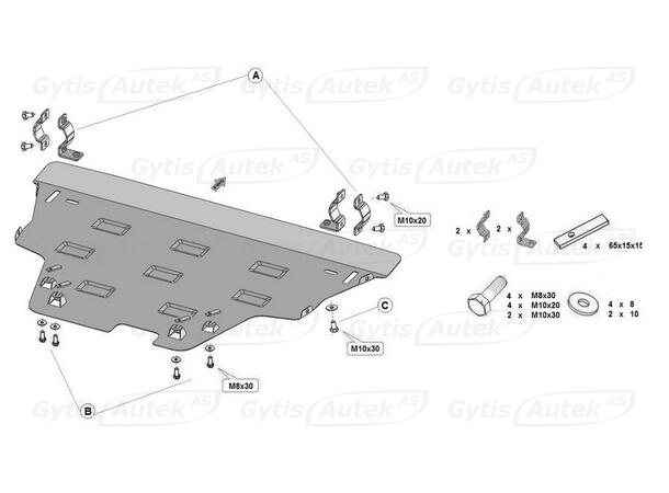 Bunnplate. Stål Jeep Compass 2017-2024 