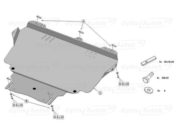 Bunnplate. Stål Ford Transit Connect 2014-2023 