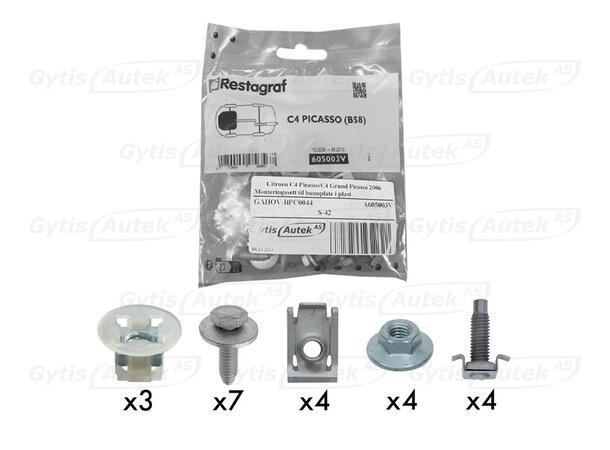 Monteringssett til bunnplate i plast Citroen C4 Picasso 2006-2012 