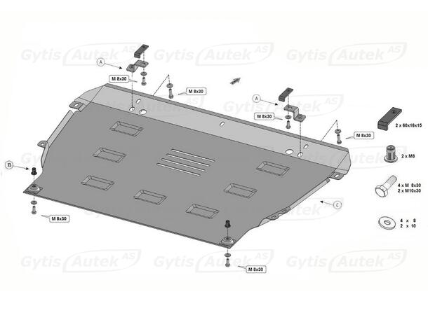 Bunnplate. Stål Volvo XC40 2018-2022 