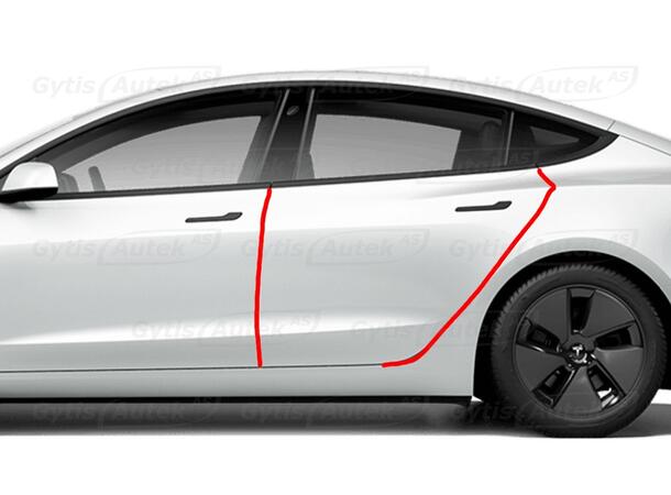 Dørkantbeskyttere. Folie. PPF Tesla Model 3 2018-2023 