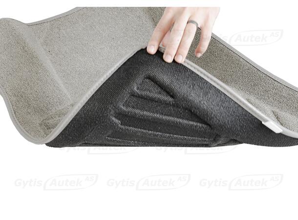 Gulvmatter. Grå. 3D Stoff med kant Tesla Model 3 2018-2023 