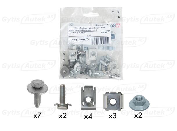 Monteringssett til bunnplate i plast Citroen C4 2010-2018 