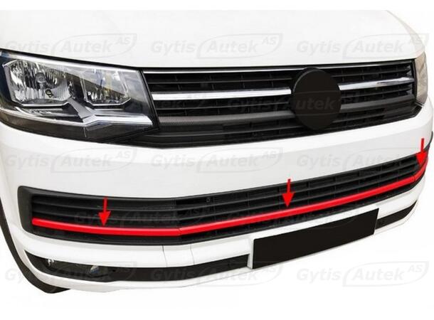 Frontfanger dekor. Rød. Stål VW T6 2016-2019 