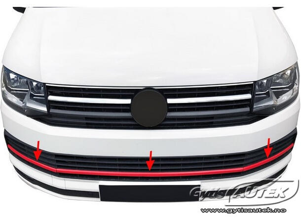 Frontfanger dekor. Rød. Stål VW T6 2016-2019 