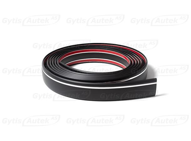 Sidelister 4 m. Myk plast Universalt Svart Med kromliste stripe