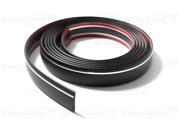 Sidelister 4 m. Myk plast Universalt Svart Med kromliste stripe