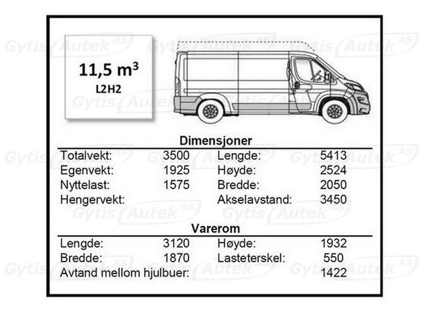 Vareromsmatte | Peugeot Boxer 2006-> | gytisautek.no