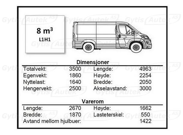 Vareromsmatte | Peugeot Boxer 2006-> | gytisautek.no